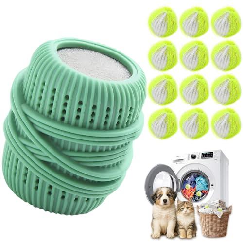 Pet Hair Remover for Laundry,Reusable Dog & Cat Hair Remover for Laundry Effectively Laundry Pet Hair Catcher for Clothes and Bedding,Suitable for lint Catcher for Washing Machine (12, Green)