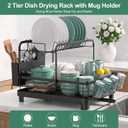 Runnatal 2-Tier Dish Drying Rack, Large Dish Drainers for Kitchen Counter