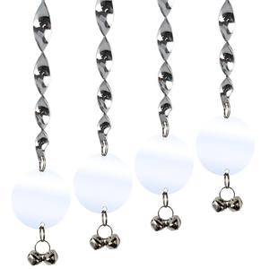Bird Scare Rods, Silver Hanging Plastic Bird Deterrent Device with 6 Reflective Discs + 6 Scare Rods Set, Wind-Driven Rotating Reflective Scare Rods to Keep Birds Away from House Windows, Garden Yard