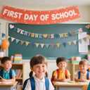 2 x Everyone is Welcome Banner, First Day of School Large Classroom Pennant Banner Colorful Flag Welcome Back to School Hanging Ornaments Classroom Decoration Supplies (Morandi)