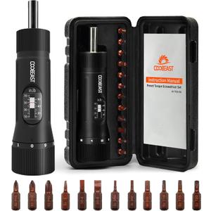 13Pcs Preset Torque Screwdriver with S2 Bits, 1/4 Drive Torque Wrench Screwdriver Set for Maintenance, Tools, Bike Repairing and Mounting, Inch Pound Torque Range 10-70 In-lb