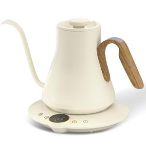 Cocinare Barista Collection Gooseneck Electric Kettle, ±1℉ Precise Temperature Control for Pour-Over Coffee & Tea, Quick Heating 1500W, Stainless Steel Interior, 0.9L (Morandi White)