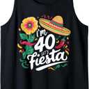 I'm 40 let's fiesta 40th Birthday Cinco de Mayo Birthday 40 Tank Top (Black) Small