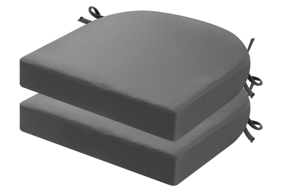 idee-home Outdoor Chair Cushions Set of 2, Thick 19" x 19" x 3" Outdoor Seat Cushions Patio Furniture Waterproof with Ties, Dining Pads