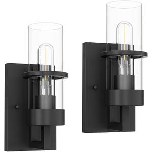 Tipace Black Hardwired Wall Sconces Set of 2,Modern Bathroom Vanity Sconces Wall Lighting with Clear Glass Shade,Farmhouse Wall Mount Lights for Mirror Bedroom Living Room Hallway Kitchen (2-Pack) Tipace Black Hardwired Wall Sconces Set of 2,Modern Bathroom Vanity Sconces Wall Lighting with Clear Glass Shade,Farmhouse Wall Mount Lights for Mirror Bedroom Living Room Hallway Kitchen (2-Pack)