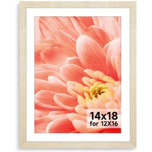 HLiWEGNS Oak 14x18 Frame - Single Frame - Rustic Woodgrain 14 x 18 Poster Frame for Pictures 12x16 with Mat or 14x18 Picture Frame Without Mat for Wall Gallery Display - Ideal Christmas Day
