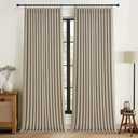 Extra Wide Burly Wood Birch Blackout Sliding Glass Door Curtains 90 Inches Long 2 Panels Set, Memory Trained Pinch Pleated Linen Double Layer Black Out Heat Blocking Modern Curtain with Hook 70W x 90L