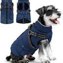 Dog Winter Coat with Harness Built-in | Waterproof Dog Jacket with Zipper & Fleece Lining | Reflective Cold Weather Coat for Small Medium Large Dogs (Navy Blue)