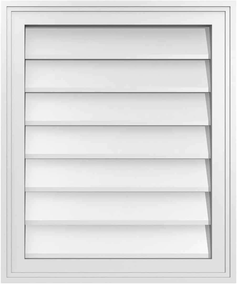 20"W x 24"H Rectangle Surface Mount PVC Gable Vent: Non-Functional, w/ 1-1/2" x 2" Brickmould Frame