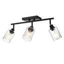 PENDRION Track Lighting Kit 3 Light Modern Ceiling Lights with Adjustable Track Heads, Industrial Bathroom Vanity Light with Seeded Glass Shade, Track Light Fixtures for Kitchen Dining Room Hallway