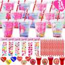 Valentines Day Gifts for Kids - 24 Pack Valentines Day Stationery Gift with Cards Pencils Stickers Erasers Stampers Sharpener Cups Classroom Prize School Exchange Boys Girls Party Favors