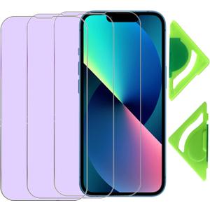 2 x Anti Blue Light Screen Protector for iPhone 13 mini(Pack of 3) with General Aligner,9H Tempered Glass Eye Protection Filter