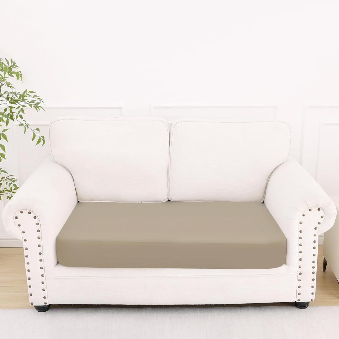 Smiry Printed Couch Cushion Covers, Stretch Soft Couch Covers for Sofa, Washable Non-Slip Sofa Slipcover Furniture Protector for Indoor and Outdoor (Medium,Taupe)