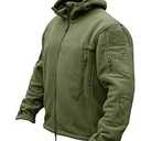 CRYSULLY Men's Tactical Front Zip Fleece Lining Hunting Mountaineering Jackets Windbreaker Coat Army Green, XL