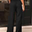 LILLUSORY Wide Leg Dress Pants Women's Paperbag High Waisted Business Casual Trousers with Removable Belt (Black, L)