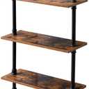IBUYKE Industrial Pipe Shelf,40.5 inches Wall Mount Bookcase,3-Tier Wall Shelf with Towel Bar,Rustic Iron Pipe Floating Shelvesfor Bedroom,Kitchen,Living Room,Bathroom URF-TM015