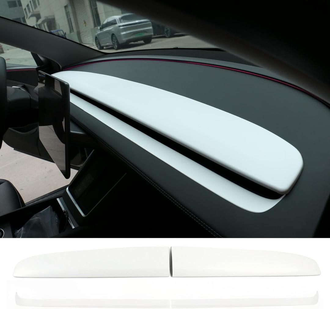 Goodangie00 4Pcs ABS Center Console Dashboard Cover Wrap Interior Accessories Compatible with 2025 2026 Tesla Model Y Juniper Accessories(Matte White)