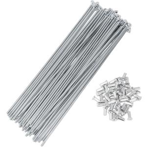 ACROPIX 48 Set 10G Bicycle Spokes Bike Wheel Spokes Carbon Steel Galvanized Silver Tone (250mm)