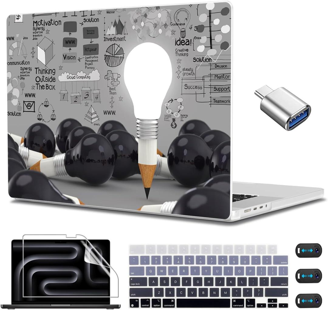 CISSOOK Creative Bulb Hard Shell Case for MacBook Pro 14 inch 2026 2025 2024 2023 2022 2021 Release M5 M4 M3 M2 M1
