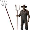 Nicky Bigs Novelties Halloween Fake Bloody Pitchfork Costume Accessories Plastic Decoration Weapons Prop Scary Pronged Fork with Fake Blood and Realistic Strong Heavy-Duty Plastic, 60 Inches Tall