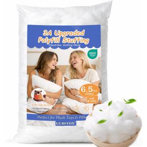 GUBFFON Upgraded Polyfill Pillow Stuffing - 6.5lb/104oz, Fluffy Fiberfill for Stuffed Animals, Couch Pillows, Cushions, Amigurumi, Pet Beds, Plush, Cloud Decor, Ideal for Crafting