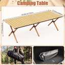 Huwena 151 Pcs Picnic Set Folding Picnic Table 59'' x 23.6'' Extra Large Outdoor Boho Blanket Empty Picnics Baskets Tablecloth Beige Table Runner 6 Pillow Cover Plates and Cutlery Set for Camp Wedding