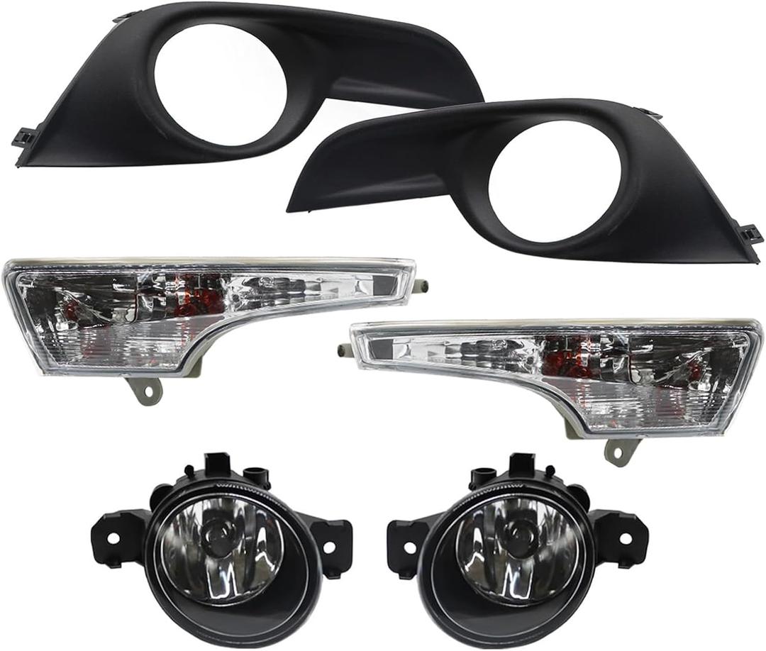 Front Turn Signal Light Fog Light Assembly kit Compatible with 2013 2014 2015 Altima Left and Right Side Fog Lamp with H11 12V 55W Halogen Bulbs NI2530118 NI2531118