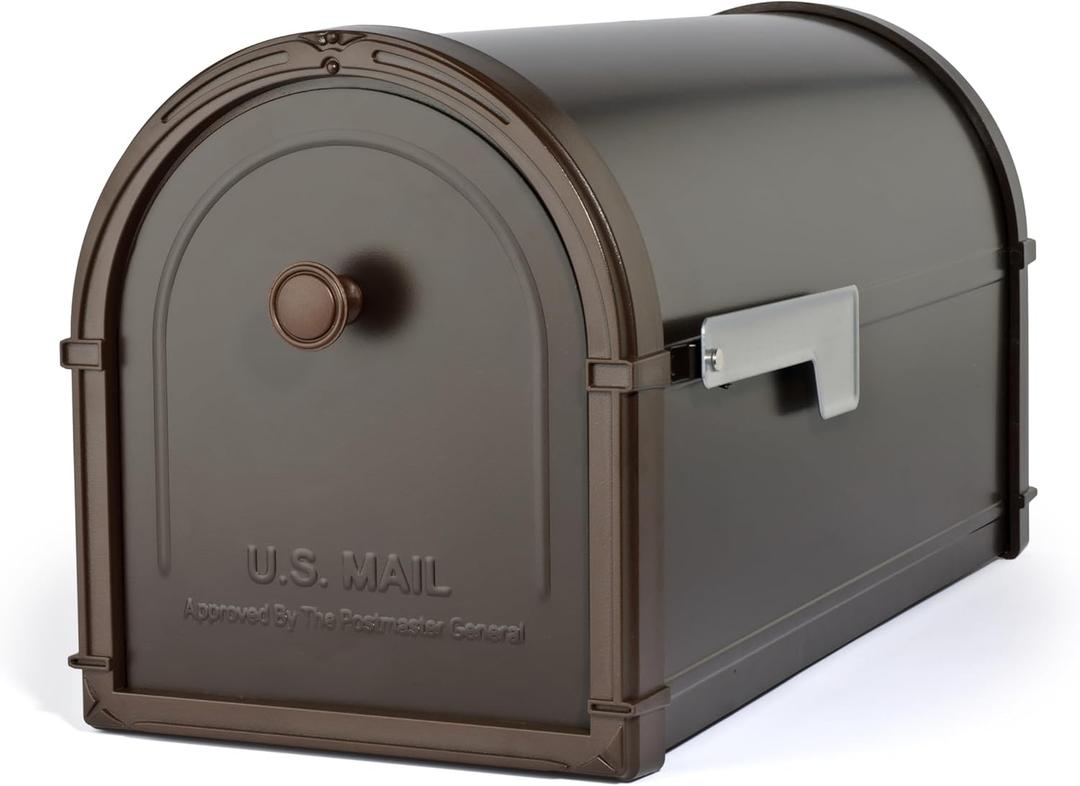 Architectural Mailboxes Bellevue Galvanized Steel Post Mount Mailbox, Compatibility Code G, 5591RZ-10, Rubbed Bronze, Large Capacity