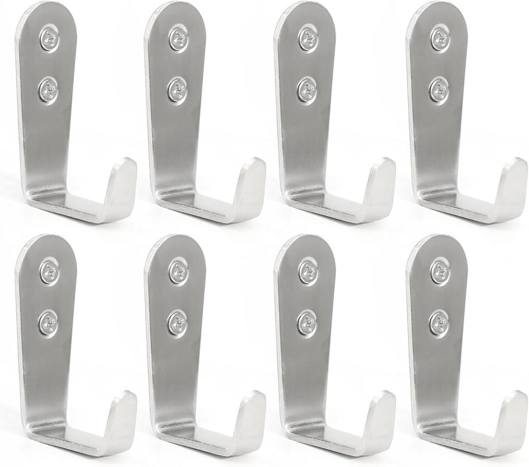 Wall Hooks for Hanging,Stainless Steel Hook, Heavy Duty Hanger Key Hook Wall Mounted Coat Hook Garage Storage Screw Utility Hooks, 8 Pack (Silver)