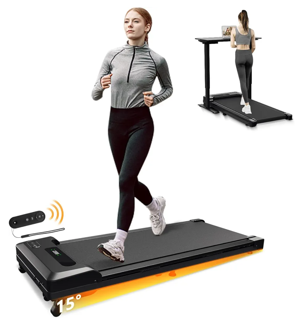 Walking Pad with Incline, 4 in 1 Under Desk Treadmill for Walking and Jogging, Portable Walking Treadmill with Remote Control Lanyard for Home, 2.5HP Low-Noise Desk Treadmill in LED Display
