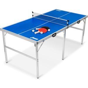 EastPoint Sports Penn Space Saver Table Tennis Table Fully Assembled 6 Foot x 3 Foot Indoor/Outdoor Portable Table with Net, 2 Ping Pong Paddles and 4 Balls 10 Minute Set Up