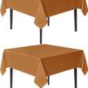 sancua Thanksgiving Square Tablecloths 54x54 Inch Light Brown, 2 Pack - Fabric Fall Table Cloth for Square or Round Tables, Washable Polyester Cover for Dinner Holiday Party Display Tables, Bronze