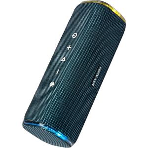 40W Bluetooth Shower Speaker, IPX7 Waterproof Floating Pool Speaker with Interactive Tap-to-Play Drum Beats, 25H Playtime, LED Lights, Built-in Mic for Hands-Free Calls in Bathroom, Blue