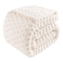 Flannel Fleece Throw Blanket (30x38 inches), Hexagon Jacquard Decorative Fuzzy Blankets for Household, Camping, and Travel, Super Soft Cozy, Suitable for All Seasons, Ivory