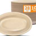 Celel 100 Pack 28 oz Oval Paper Bowls, Microwavable Disposable Oval Bowls Serving Nacho, Burrito, Salad, Baked Potato, Chips and Cheese (28 fl oz Oval (9 .6 x 6.2 x 1.65 inch))