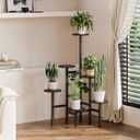 6 Tier Corner Plant Stand Indoor Outdoor, Tall Large Plant Shelf for Multiple Plants, Tiered Flower Pot Holder, Metal Display Plant Shelves for Living Room, Balcony, Patio, Garden (Black)GPS514B