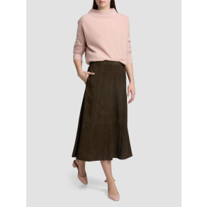 Vince Women's Mid Rise Flared Suede Skirt, Deep Espresso, Size 2