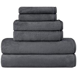 Orighty 4-Piece Towel Set - Soft & Lightweight -  Bath Towels, Hand Towels, and  Wash Cloths - Absorbent & Quick Drying Microfiber Towel for Multipurpose, Bathroom, Gym, Sport, Yoga, Travel-Grey