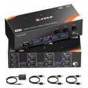 KVM Switch 3 Monitors 3 Computers 8K@60Hz/4K@120Hz, HDMI DP KVM Switches for 3 PC Sharing Triple Monitor and Keyboard Mouse with Power Adapter, Wired Extend Controller and USB3.0 Cables