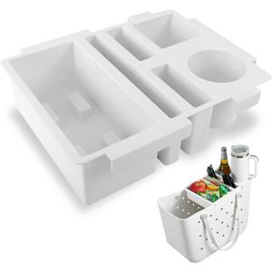Topper Tray Cup Holder Accessory for Bogg Bag Original Large/X-Large, Fits for Stanley 40oz - Lightweight Beach Bag Accessories Table Top (White)