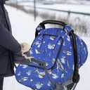 Pea Pod Car Seat Cover Baby, Infant Car Seat Canopy Covers for Newborn with 2 Layers Windows of Breathable Mesh Fabric, Lightweight Polyester/Soft Minky Dot Backing (Ocean) (Single Zipper, Blue)