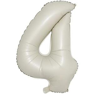 32 inch Cream Color Number Balloons 0-9 Large Digital Foil Helium Ball Girl Kids Adult Happy Birthday Party Decoration Wedding (32 inch Cream 4)