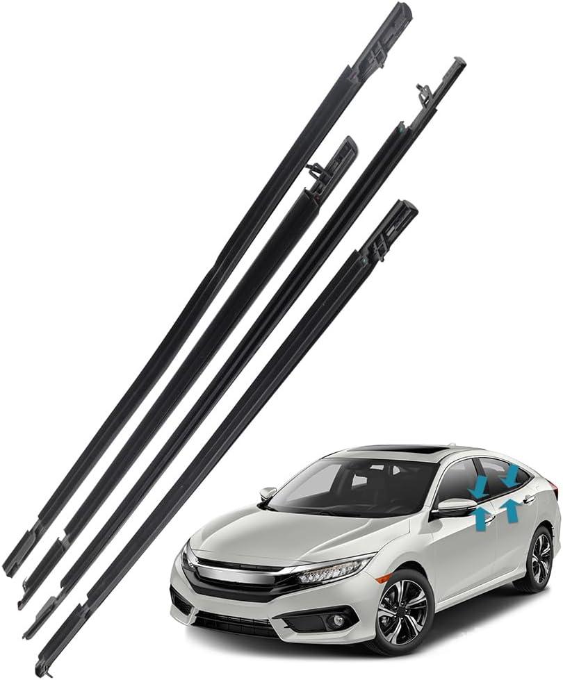 YBDDZH Weatherstrip Window Seal Car Window Moulding Trim, Compatible with 2006-2011 Civic 4 Door Sedan. OE 72410-SNA-A01 72910-SNA-A0 72950-SNA-A01 72450-SNA-A01 Set of 4