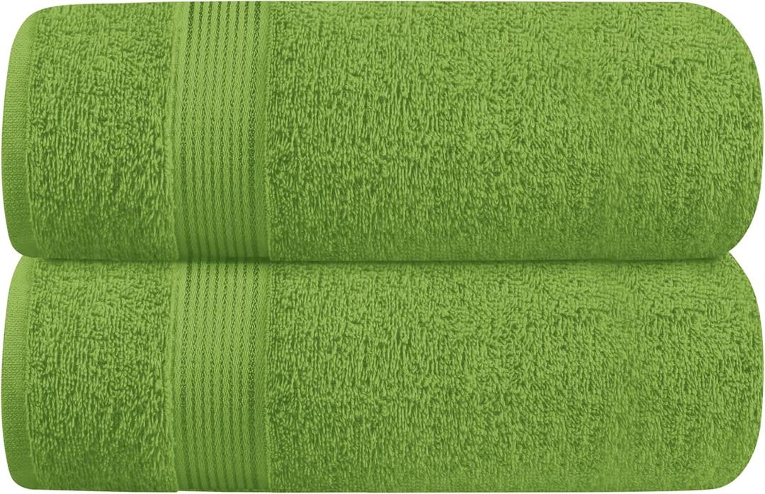 Elvana Home Cotton 2 Pack Oversized Bath Towel Set 28x55 inches, Large Bath Towels, Ultra Absorbant Compact Quickdry & Lightweight Towel, Ideal for Gym Travel Camp Pool - Kiwi Green