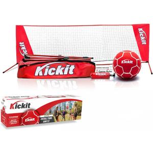 Kickit Soccer Tennis Game Set, Portable 6.5' Wide x 2' High Net & Soft Lightweight Ball, Play Outdoors, Indoors, Backyard, Beach, Complete Skills Training & Travel Friendly, Original