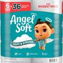 Angel Soft Toilet Paper, 6 Super Mega Rolls = 36 Regular Rolls, Soft and Strong Toilet Tissue (480 Sheet (Pack of 6))