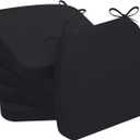 AAAAAcessories D-Shaped Chair Cushions, 2" Thick Dining Chair Pads with Ties and Removable, Machine-Washable Cover, 17" x 16", Set of 6, Black