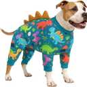 LovinPet Large Dog Pajamas, Four-Leg Stretch Onesie Bodysuit, Lightweight UV-Shielding Pajamas, Anti-Lick Calming Recovery Suit for Surgery, Pull-On for Medium and Large Breeds,Green,M