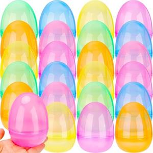 Haconba 23 Pack 4 Inch Fillable Easter Eggs Translucent Colorful Large Plastic Easter Eggs with Flat Bottom for Easter Basket Fillers Egg Hunt Party Supplies, 6 Colors