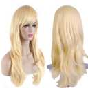 Akstore 28 inch Fashion Wigs Long Wavy Curly Hair Cosplay Wig (Golden)
